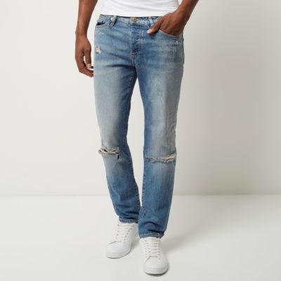 Light wash ripped Dylan slim jeans